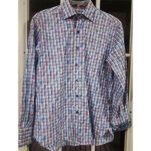 Luchiano Visconti Black Long Sleeve Abstract Shirt Size Small, Preppy, Workwear